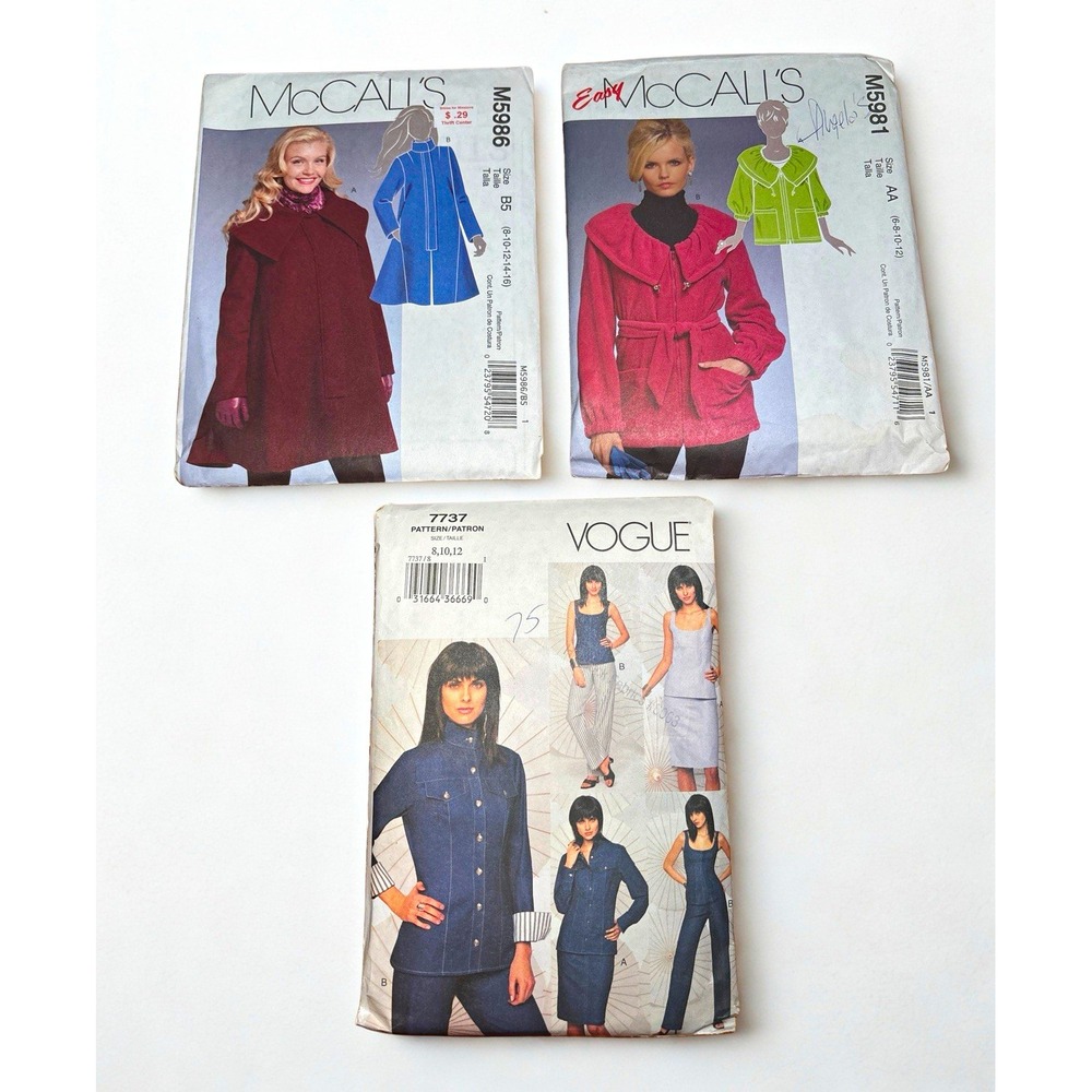 Vintage Lot of 3 Sewing Patterns: McCall's M5986, McCall's M5981, & Vogue 7737
